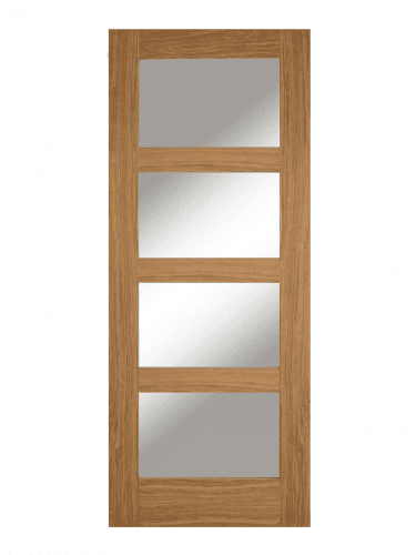 Mendes Contemporary Un-Finished Oak 4 Light Clear Internal Glazed Door