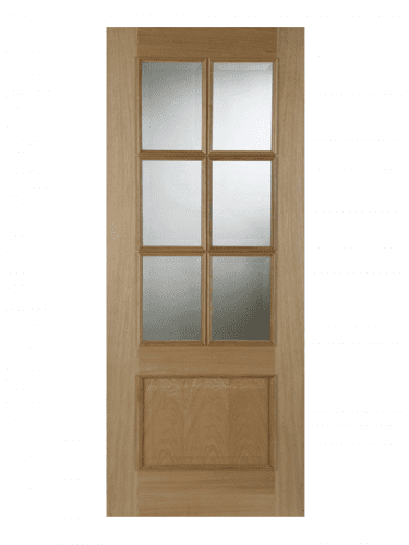 Mendes Iris Raised Moulding Un-Finished Oak 6 Light Clear Glazed FD30 Fire Door